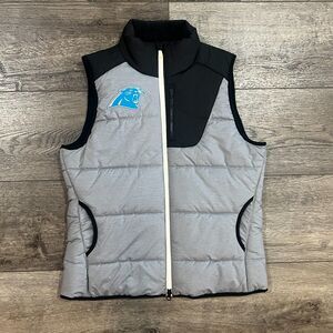 Nike NFL Team Apparel Carolina Panthers Gray Black Puffer Vest - Men's Medium